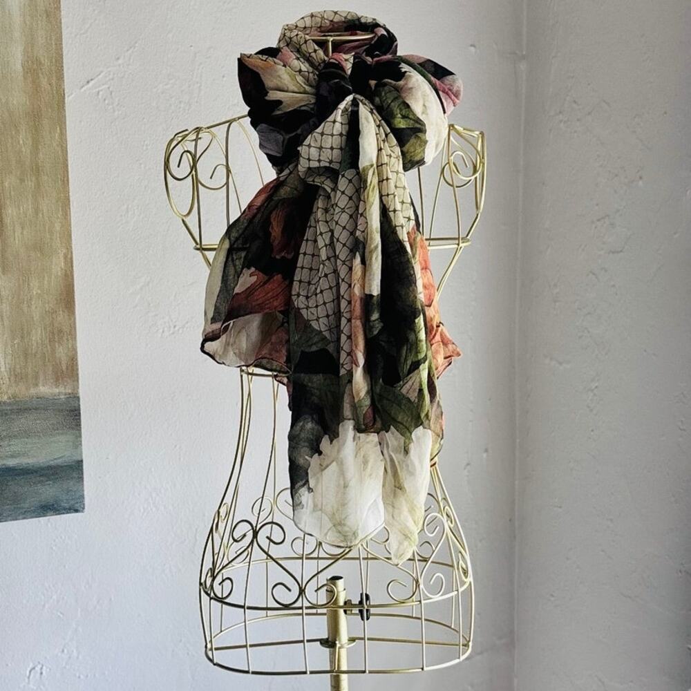 Made in Italy 100% Micro Modal Oversized Floral Scarf Shawl Wrap 72x53